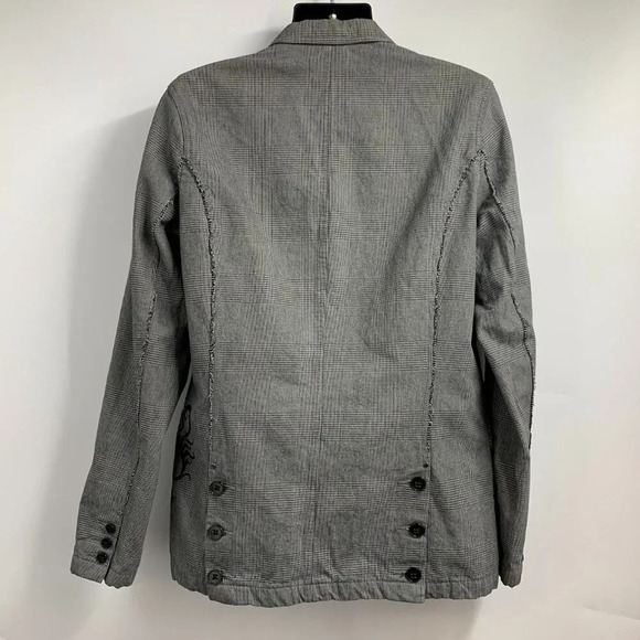 Triple Five Soul Men's Herringbone Plaid Eagle PRint 3 Button Jacket SIze L - Picture 2 of 13